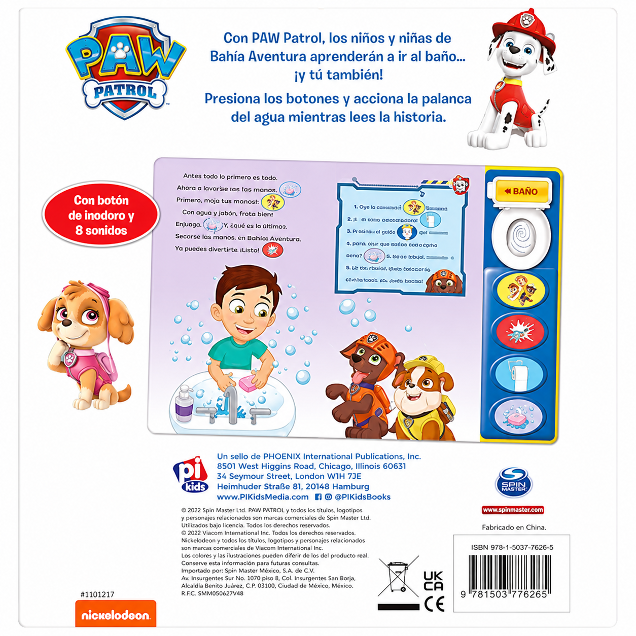 LIBRO CON SONIDO AL BAÑO CON PAW PATROL