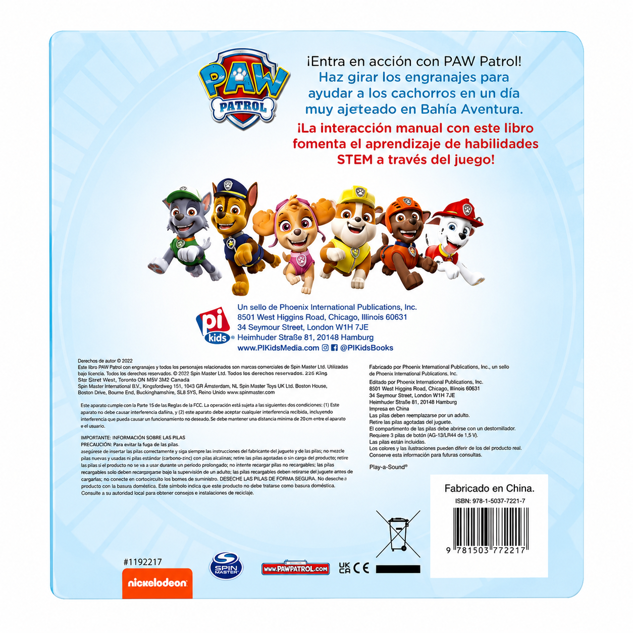 LIBRO CON ENGRANAJES EN ACCION PAW PATROL