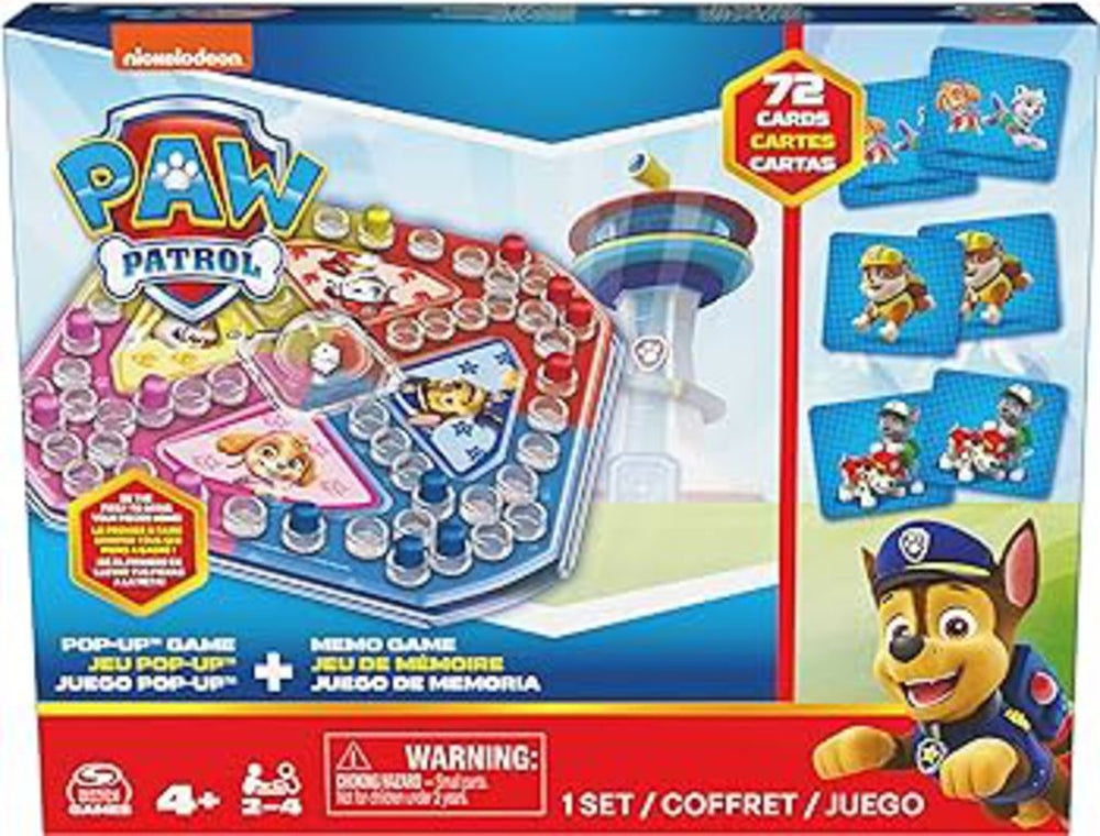 PAW PATROL JUEGO POP UP + MEMORIA 72 CARTAS